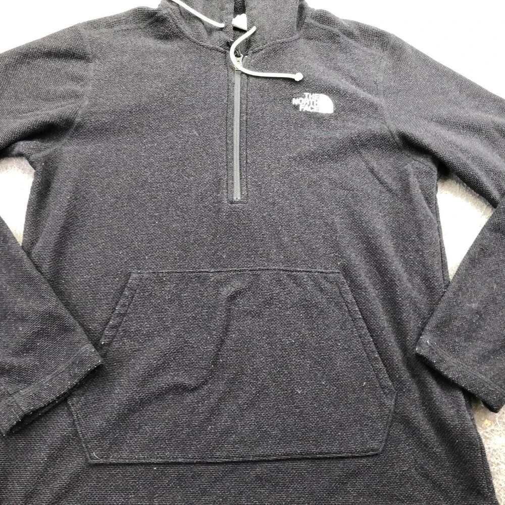 The North Face Hoodie Mens Medium Gray 1/4 Zip Fleece Sweatshirt Logo Graphic